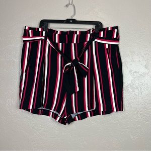 Torrid Size 20 Black & Pink Striped Tie Mid Rise Shorts‎ New Whit Tags